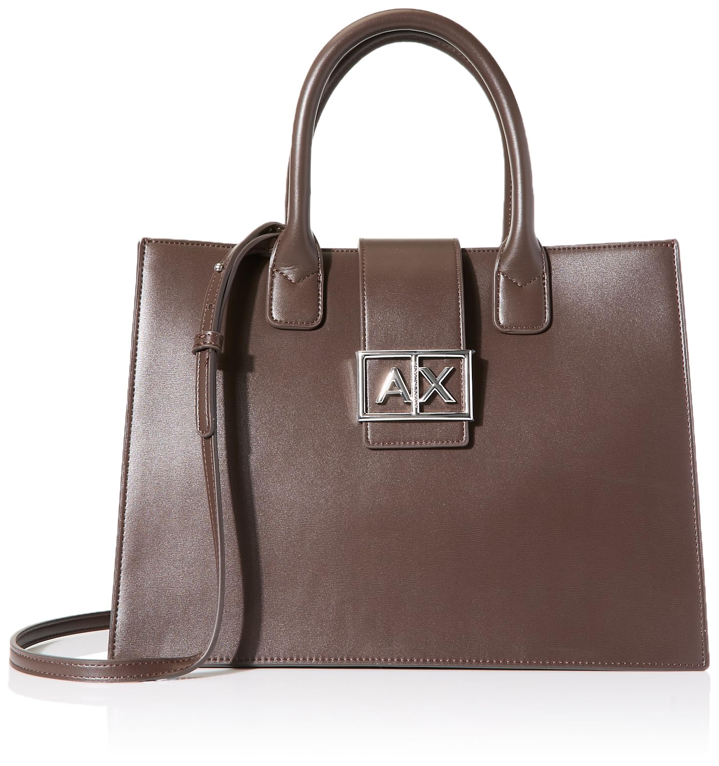 Armani Exchange Jodie, Sustainable, Metal Silver Logo, Bolsa de Compras Mujeres, Dusk Shade
