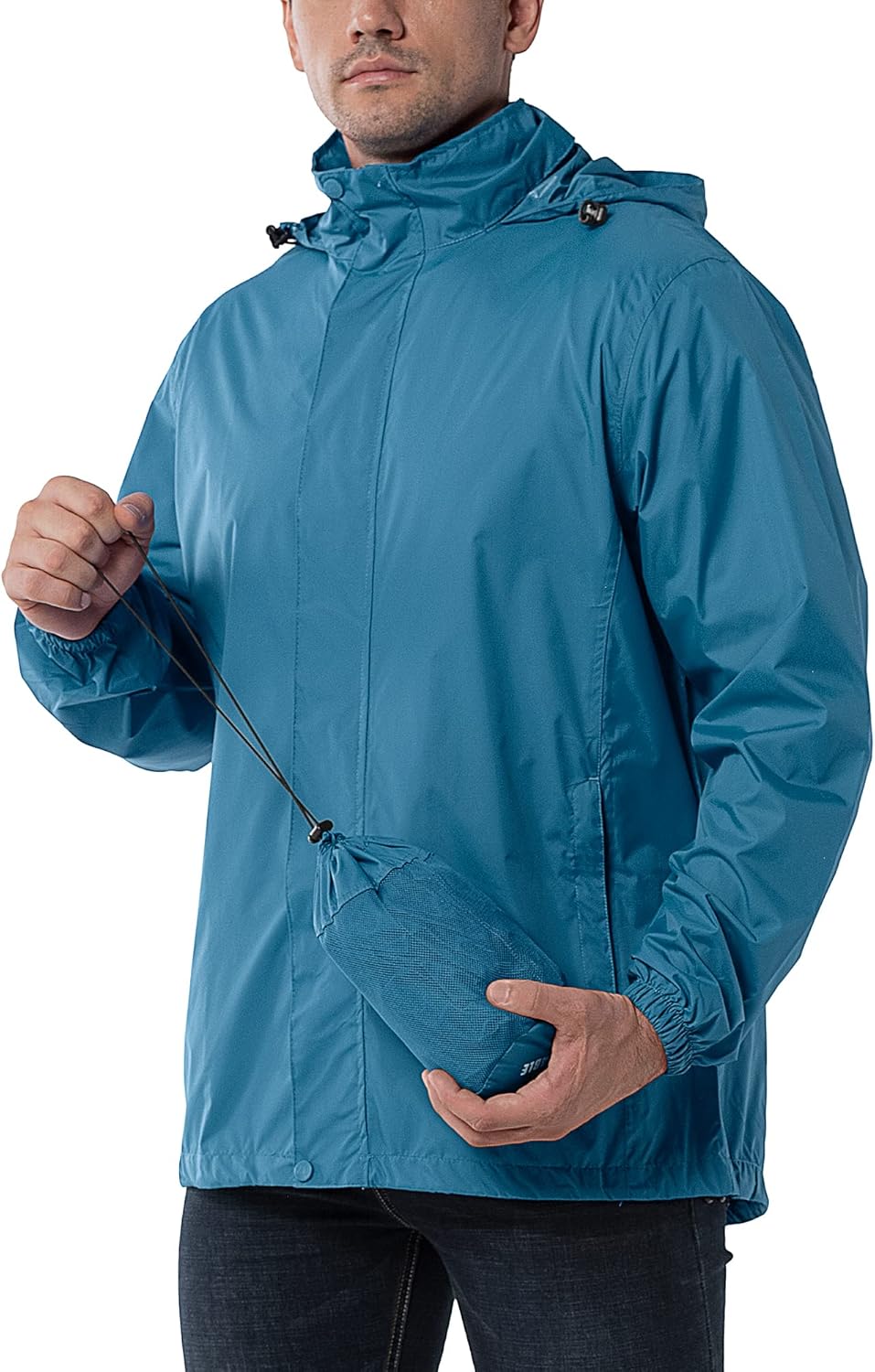 Miniatura 2 de Outdoor Ventures Chaqueta impermeable para hombre, impermeable, ligera, plegable, con capucha, para golf, senderismo, viajes