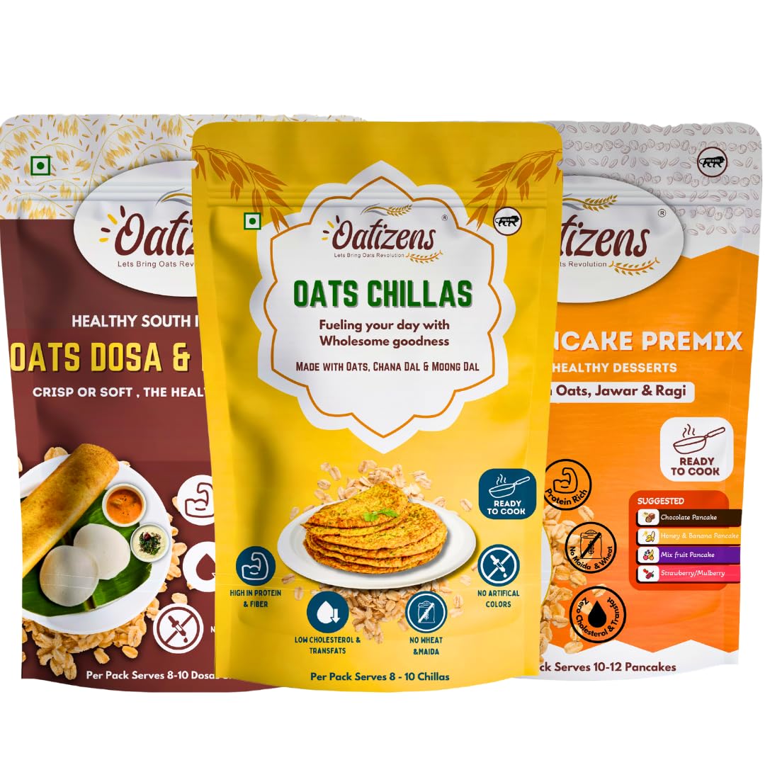Oatizens Oats Dosa, Idli, Chilla & Pancake Mix Combo | 150g (Pack of 3) | Instant Mix | High Fiber, Low Carb | Ideal for Breakfast or Snack | Ready To Eat | Spicy and Savory Flavors | Ideal for Weight Loss & Fitness (B0D5HTWDMK) Amazon Price History, Amazon Price Tracker