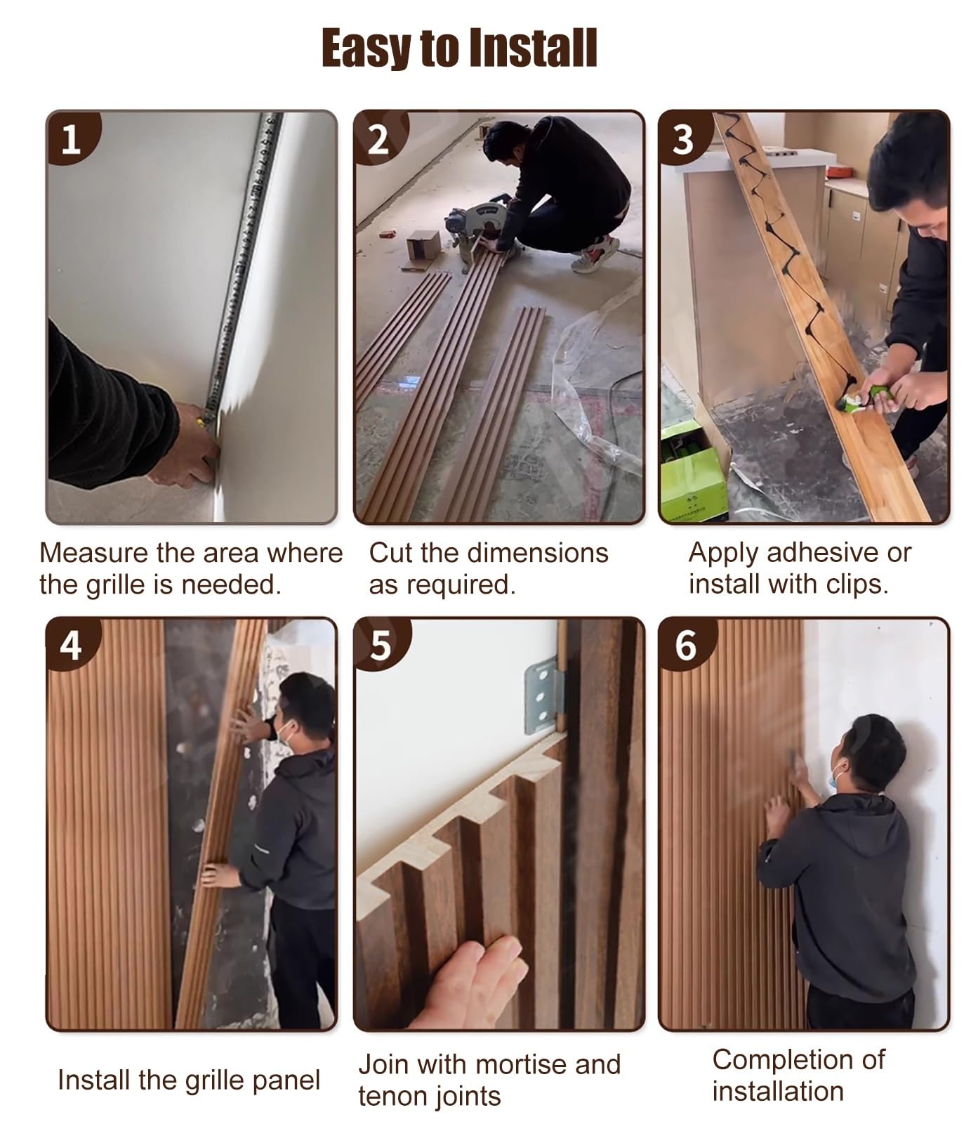 Paneles de madera recortados personalizados para pared, paneles de pared modernos de listones de bricolaje, listones comerciales con diseño modular para decoración de sala de estar, pasillo