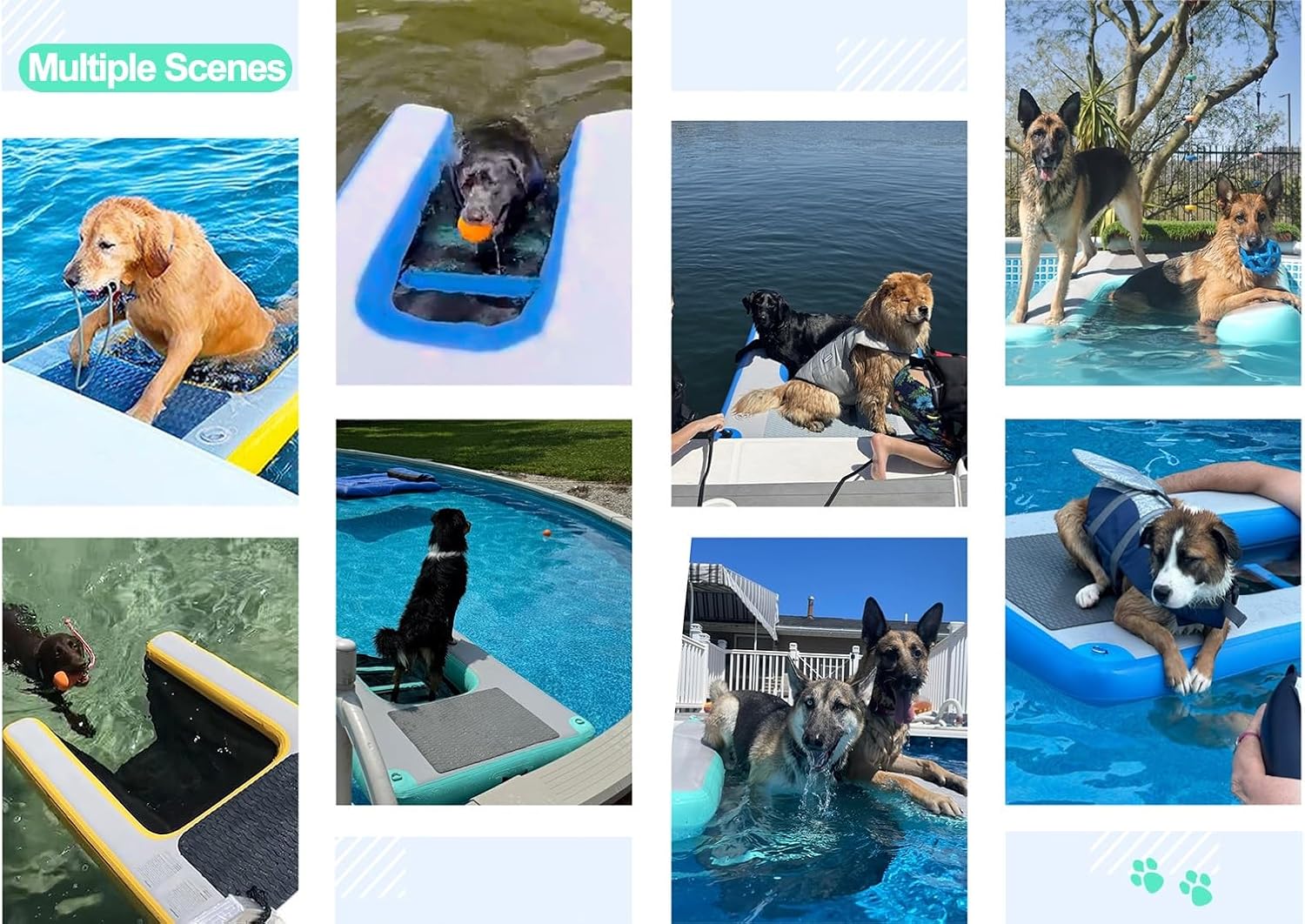 Inflatable Dog Water Ramp, Dog Pontoon Boat Ladder Ramp Safe and Easy to Access, Floating Dock Water Ramp Ladder for Lake Beach(Yellow)