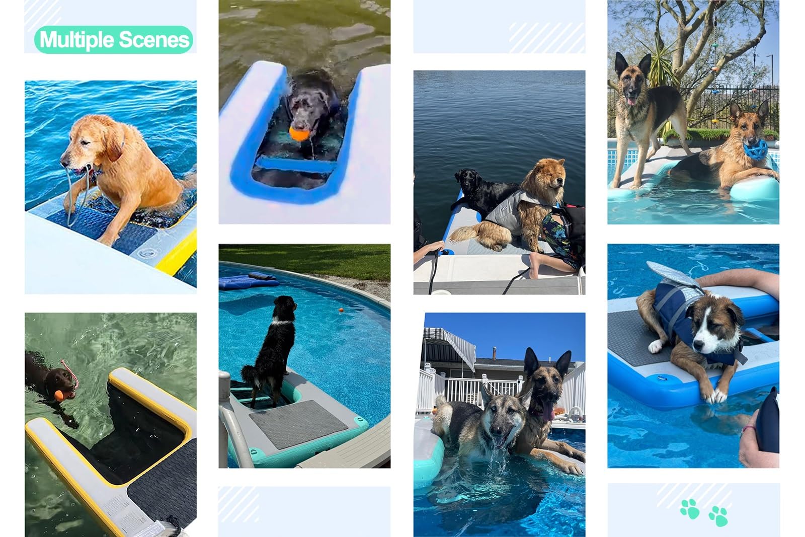 rampa de Agua para Perros Rampa de Agua Inflable para Perros, rampa de pontón para Perros, Escalera de fácil Acceso, rampa de Agua para Muelle Flotante para Bote, Lago, Muelle y Playa.(Yellow)