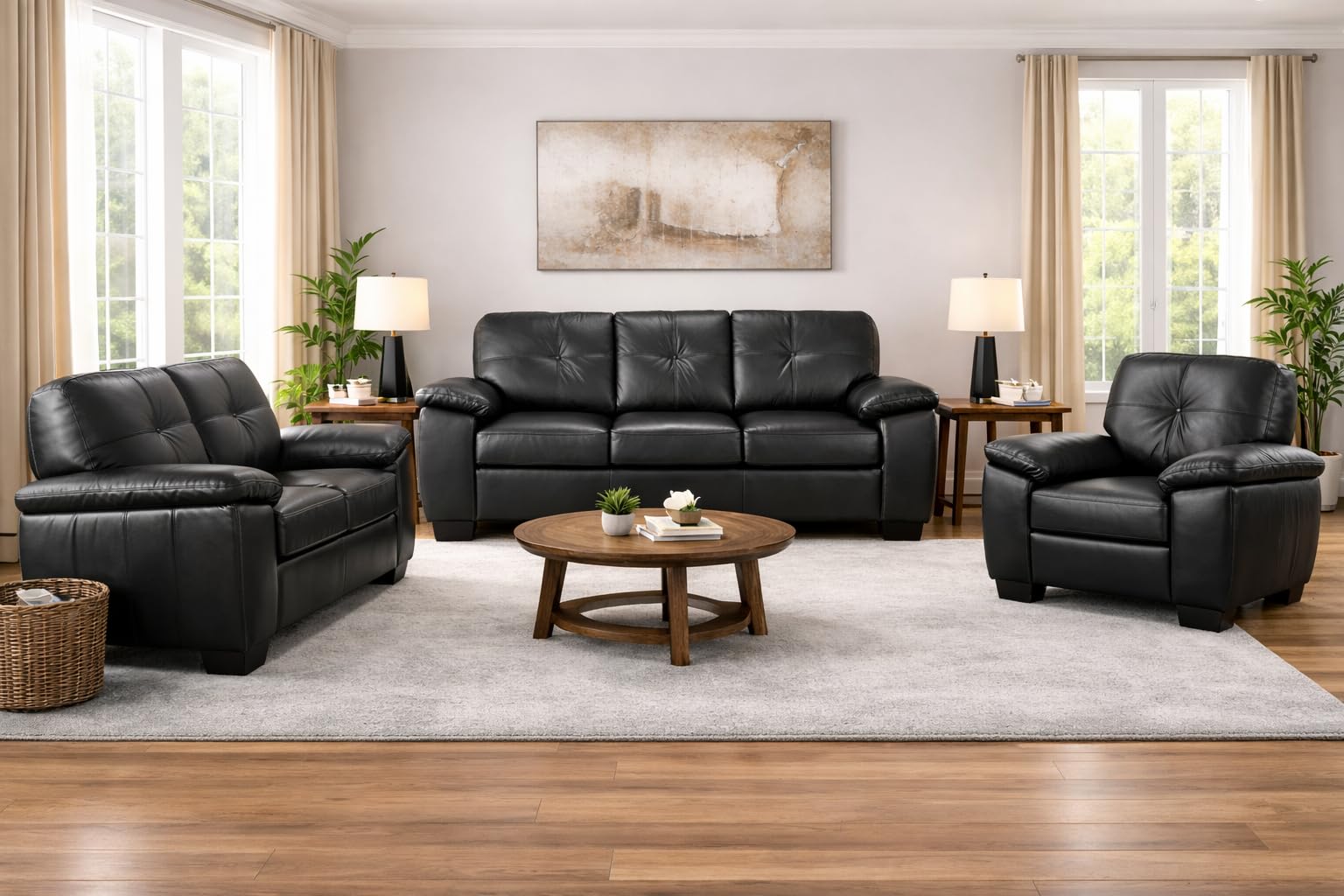 Torque - Antos 6 Seater Leatherette Sofa (3+2+1 Seater, Black) | 6 Person Sofa | Sofa Set for Living Room, Home Office, Bedroom Furniture | 3 Years Warranty-image-16