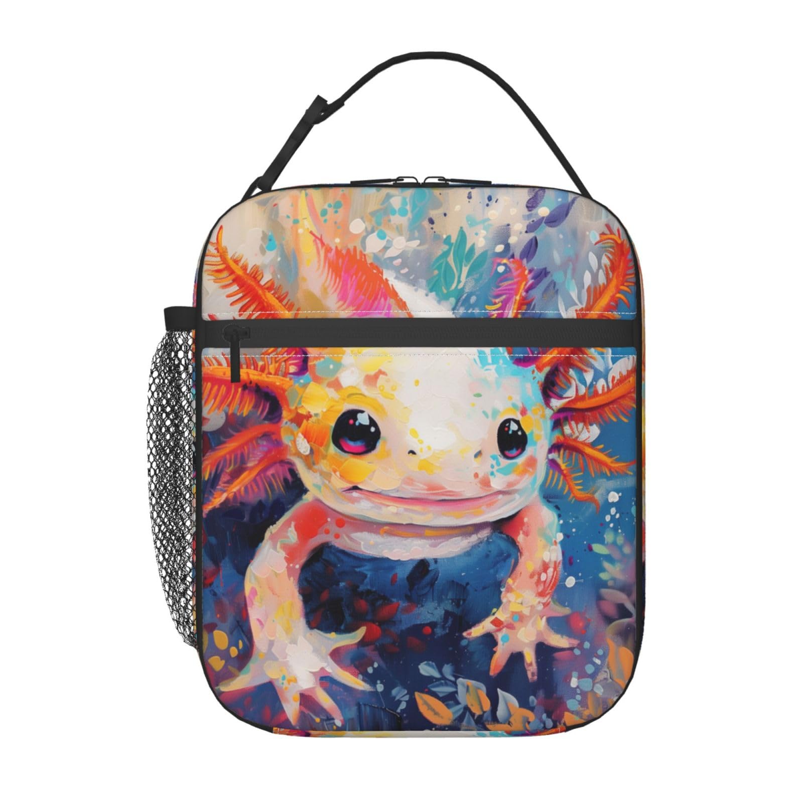 cromcu Axolotl Insulated Lunch Box for Women Men Axolotl Lunch Bag for Work,Picnic,Travel,Hiking,Beach or Fishing Polyester