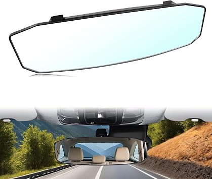 12x3.5 Large Rear View Mirror, Clip-on Large Wide Angle Panoramic Convex Rearview Mirrors, Anti Glare HD Clear Tint Interior Panoramic Wide Angle Rear View Mirror for Car SUV Trucks