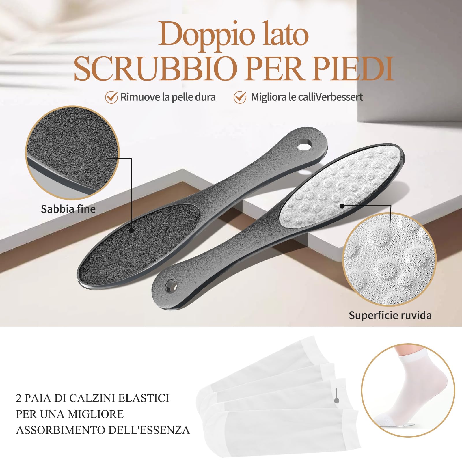 LA.PERSONAL Maschere Piedi 5 paia Peeling Piedi con Raspa Piedi e Calzini, Maschera Esfoliante Piede, Lisci e Morbidi, Maschere Piede Idratante Per Tallone Secchi Screpolati, Pelle morta e Calli