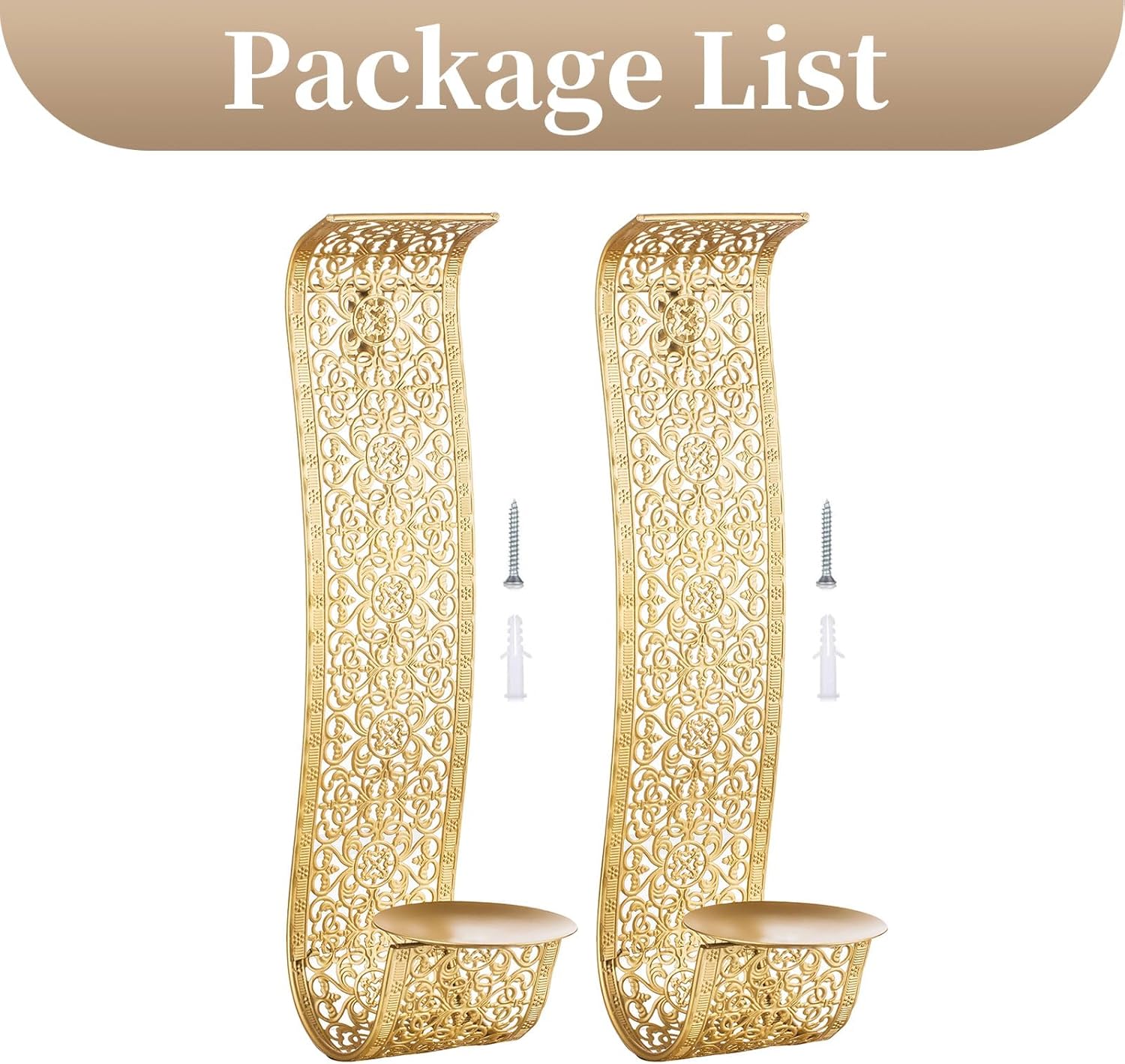 Sziqiqi Gold Candle Sconces Wall Decor Set of 2 - Rustic Pillar Wall Candle Holder for Farmhouse Vintage Hallway Wall Decor Decorative Bathroom Metal Candle Sconces