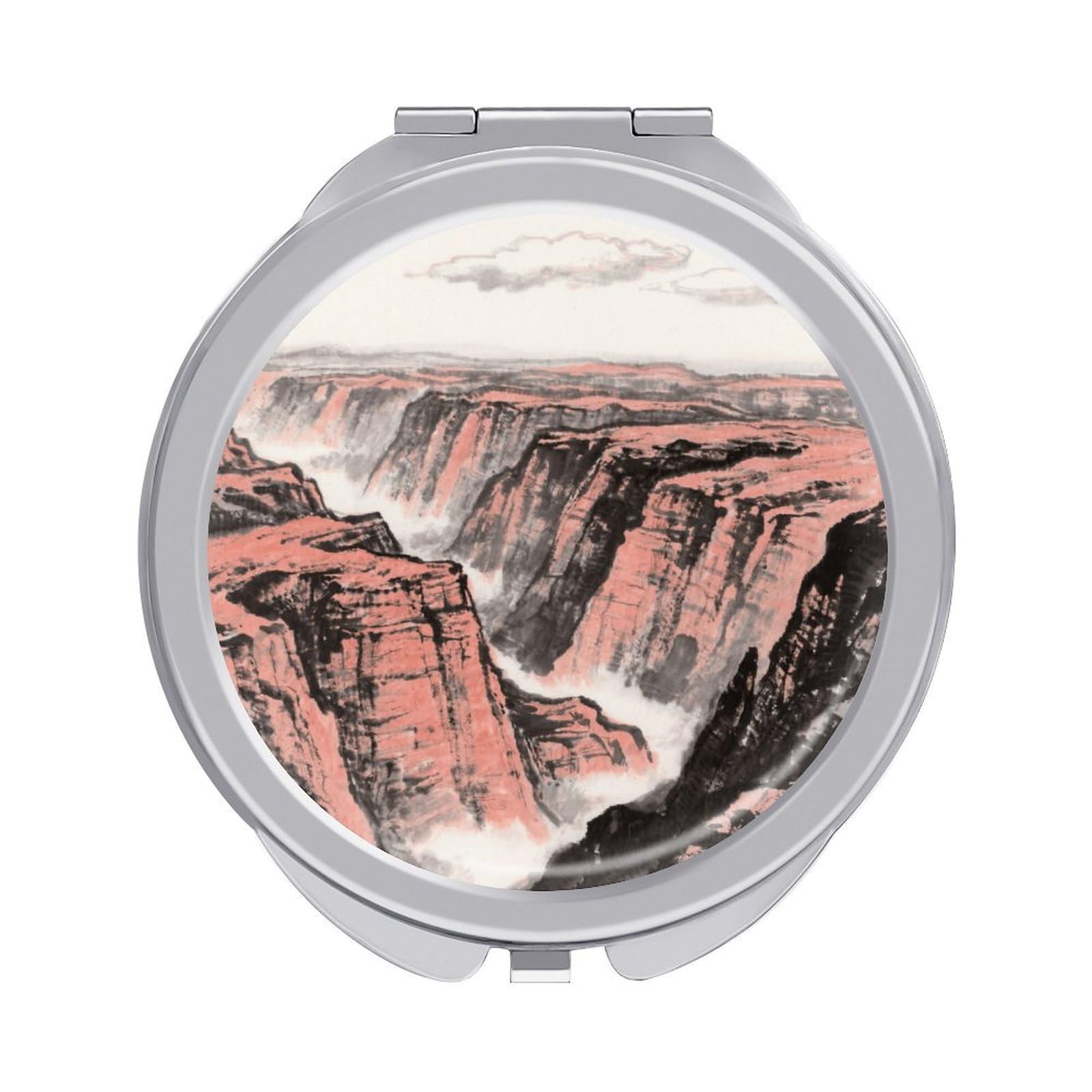 Fekiloot Style Grand Canyon Red Sandstone Travel Makeup Mirror Handheld Compact Mirror Portable Pocket Mirror Double-Sided 1X/2X Magnifying For Handbag And Purses