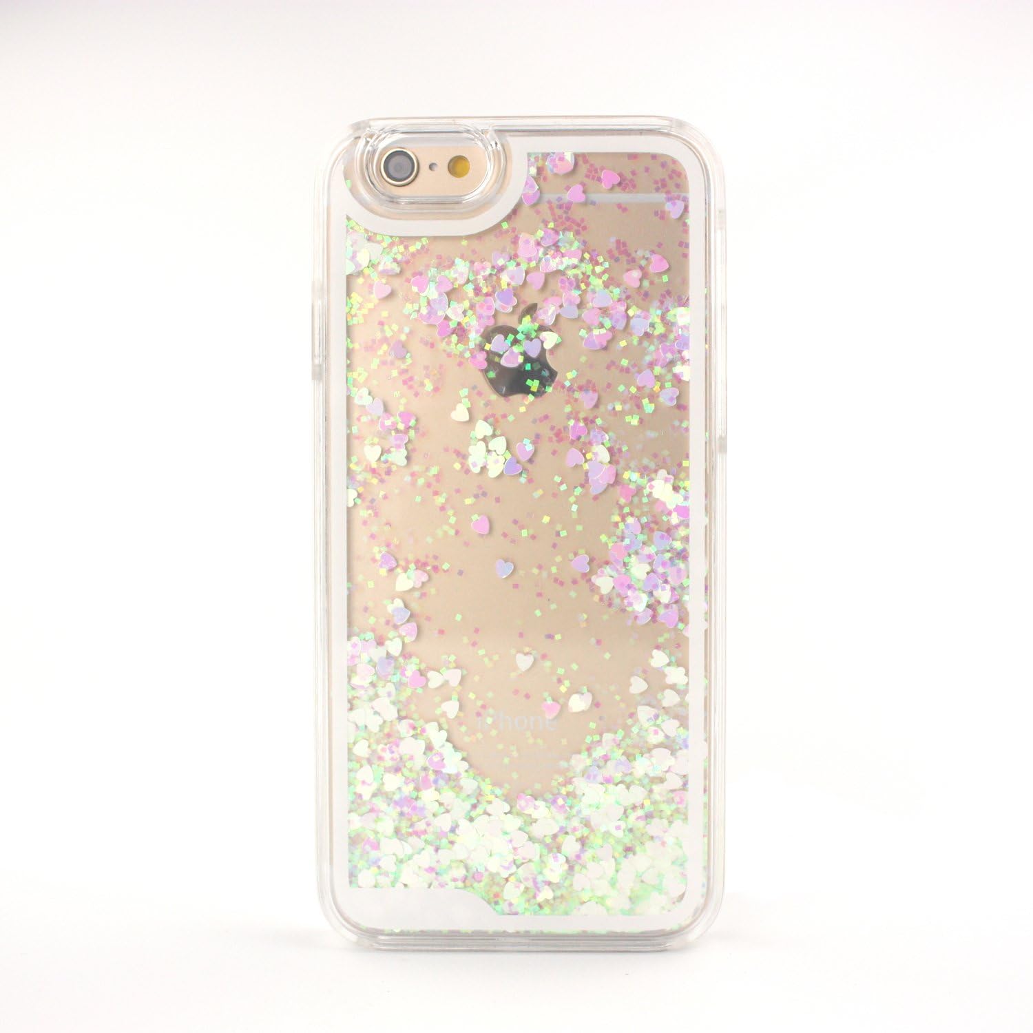 HongD Liquid Case for iPhone 6,Hard Case for iPhone 6, Fashion Creative Design Flowing Liquid Floating Luxury Bling Glitter Sparkle Love Heart Hard Case for Apple iPhone 6 with 4.7 inch (Blue+Pink)
