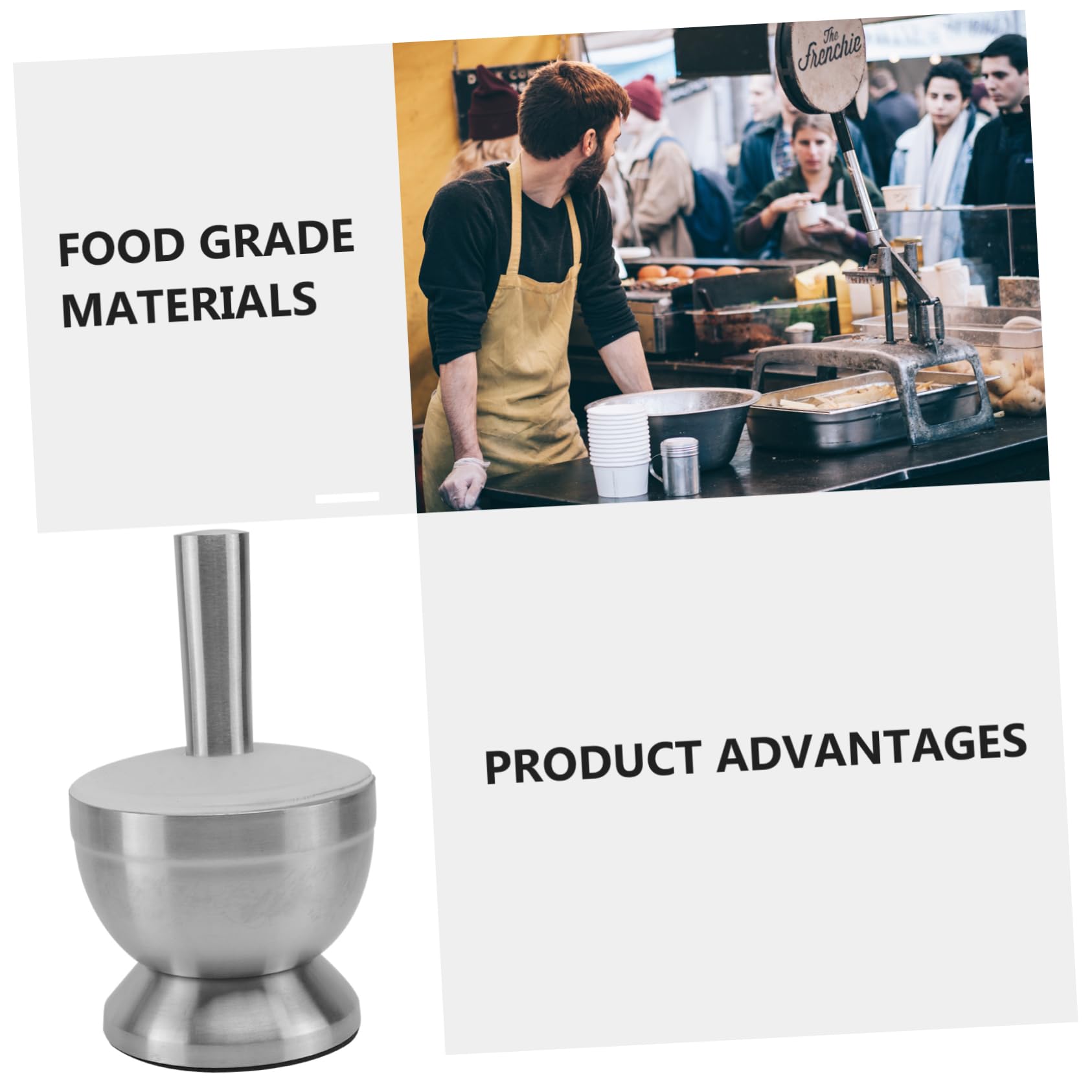 OKUMEYR 1 Set Stainless Steel Garlic Masher with Cover Manual Kitchen Utensil for Home Restaurant and Outdoor BBQ Non Slip Design for Easy Grinding