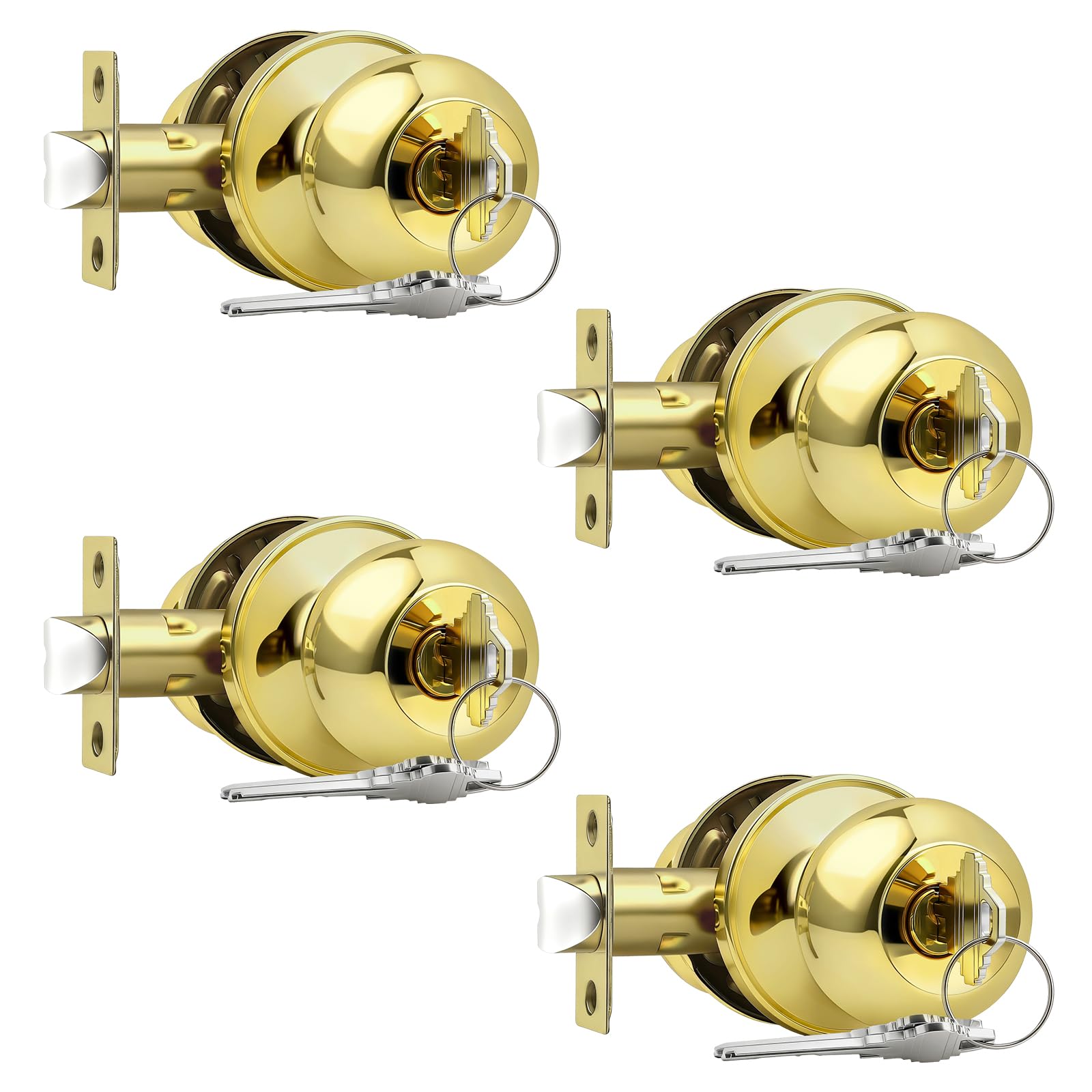 Brushed Nickel Keyed Alike Door Knobs - 10 Pack -10
