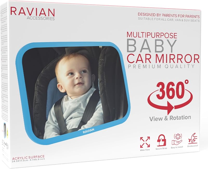 Espejo para Bebé para Asiento Trasero del Coche, Esenciales Más Seguros para Recién Nacidos con Vista Trasera, Irrompible, Ajustable para Ver Asientos Orientados hacia Atrás para Bebés