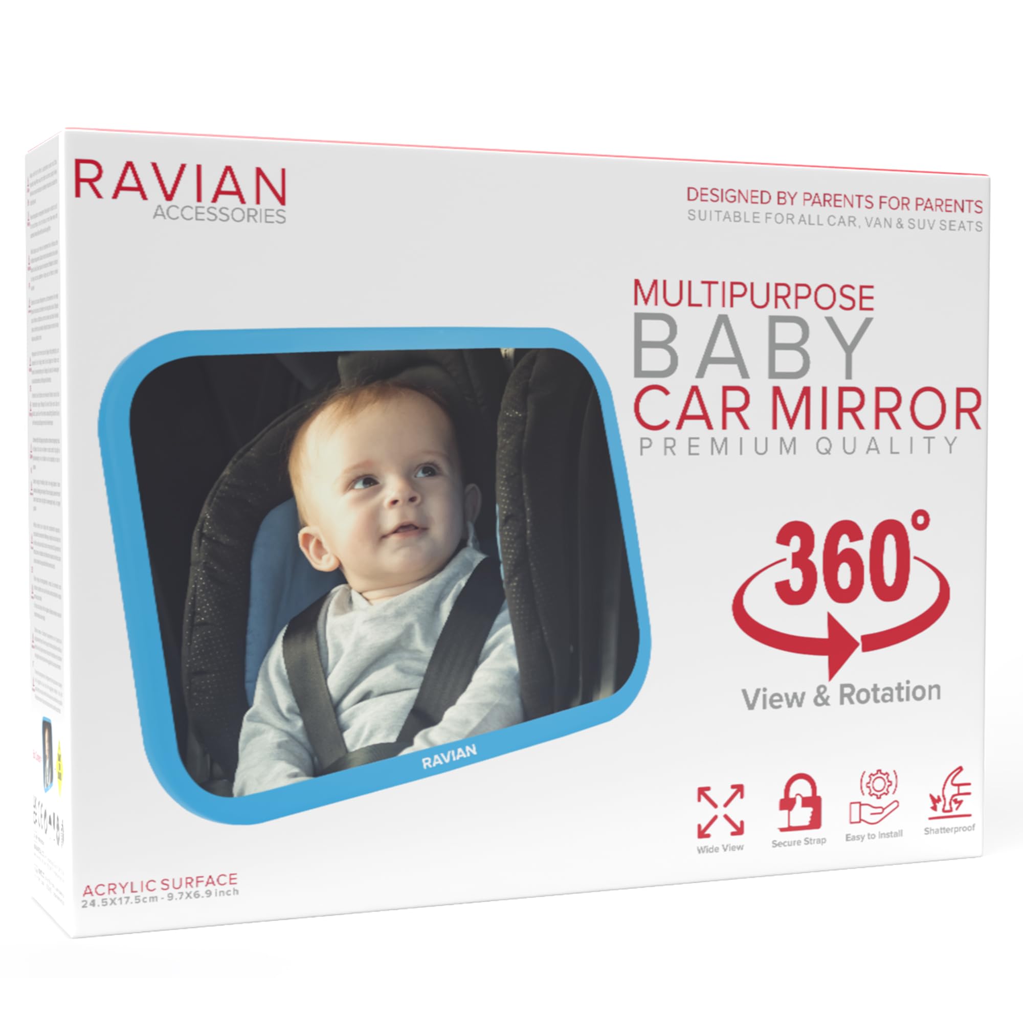 Espejo para Bebé para Asiento Trasero del Coche, Esenciales Más Seguros para Recién Nacidos con Vista Trasera, Irrompible, Ajustable para Ver Asientos Orientados hacia Atrás para Bebés