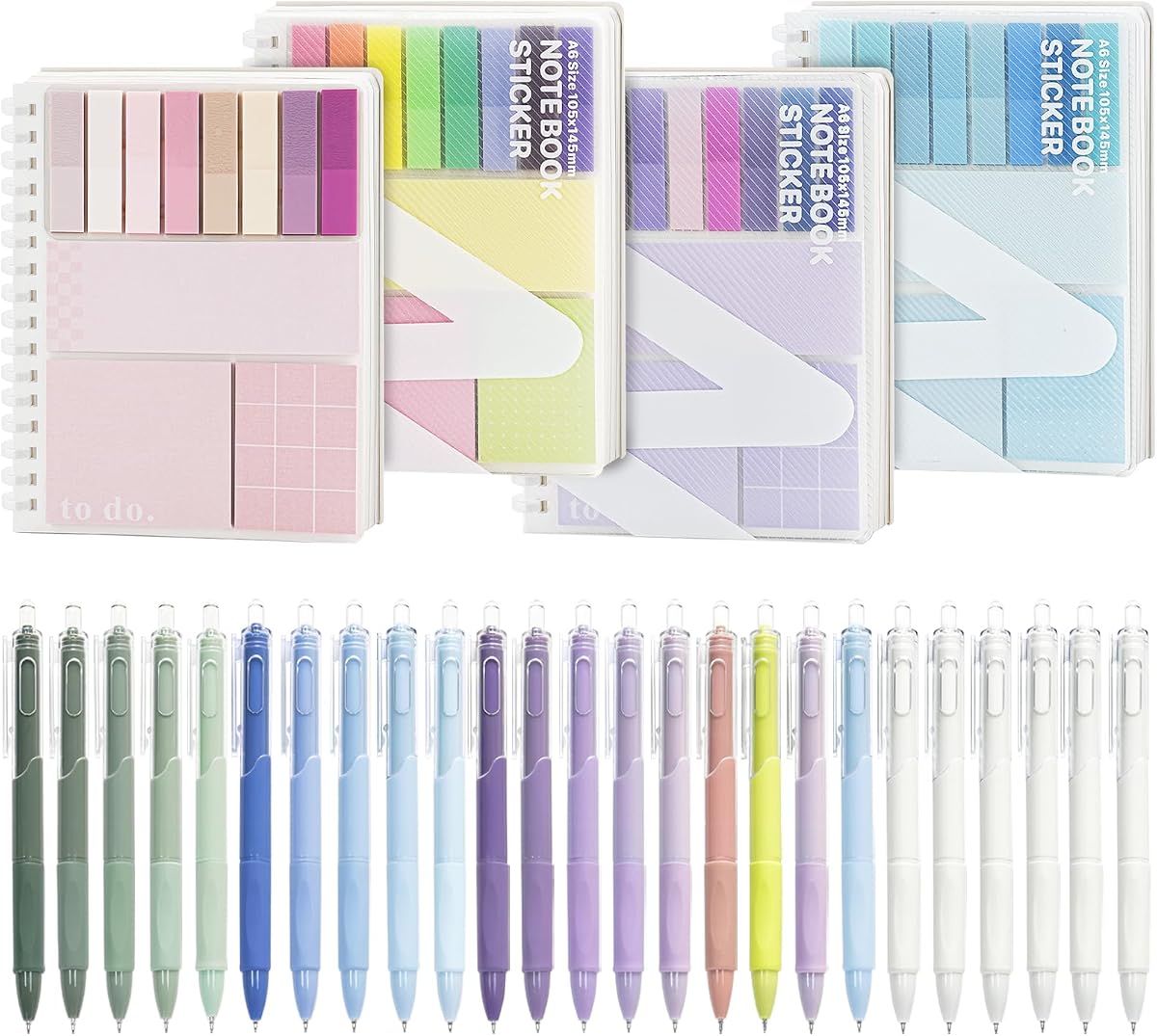 30-Piece Journaling Kit for Women, A6 Spiral Notebook Stationery Set | Bible Journal Set: 4 A6 Notebooks, 25 Gel Pens and 880 Sticky Notes for Planning and Daily Writing