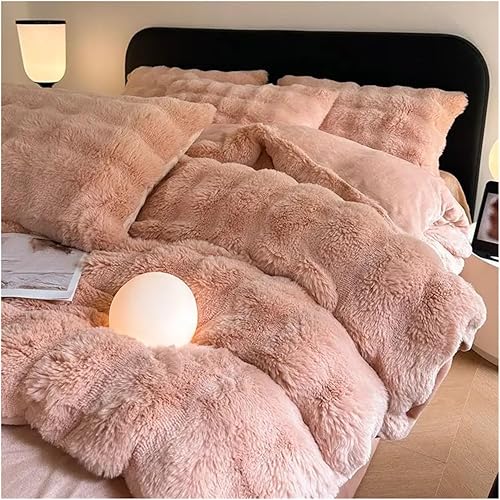 Juego de ropa de cama de felpa suave de invierno, tamaño Queen, juego de sábanas de edredón con funda de almohada, sábanas de cama