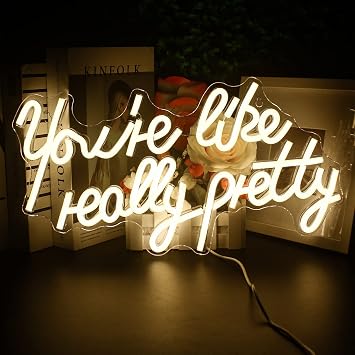 Lucunstar Youre Like Really Pretty Neon Sign Warm White Led Neon Light for Wall Decor Light Up Sign for Wedding Dimmable Switch USB Connectivity Neon Signs for Bedroom Decor Party Light