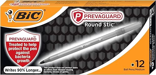 Miniatura 7 de BIC PrevaGuard - Bolígrafo redondo con protección integrada para suprimir el crecimiento de bacterias, punta media (0.039 pulgadas), negro, 12