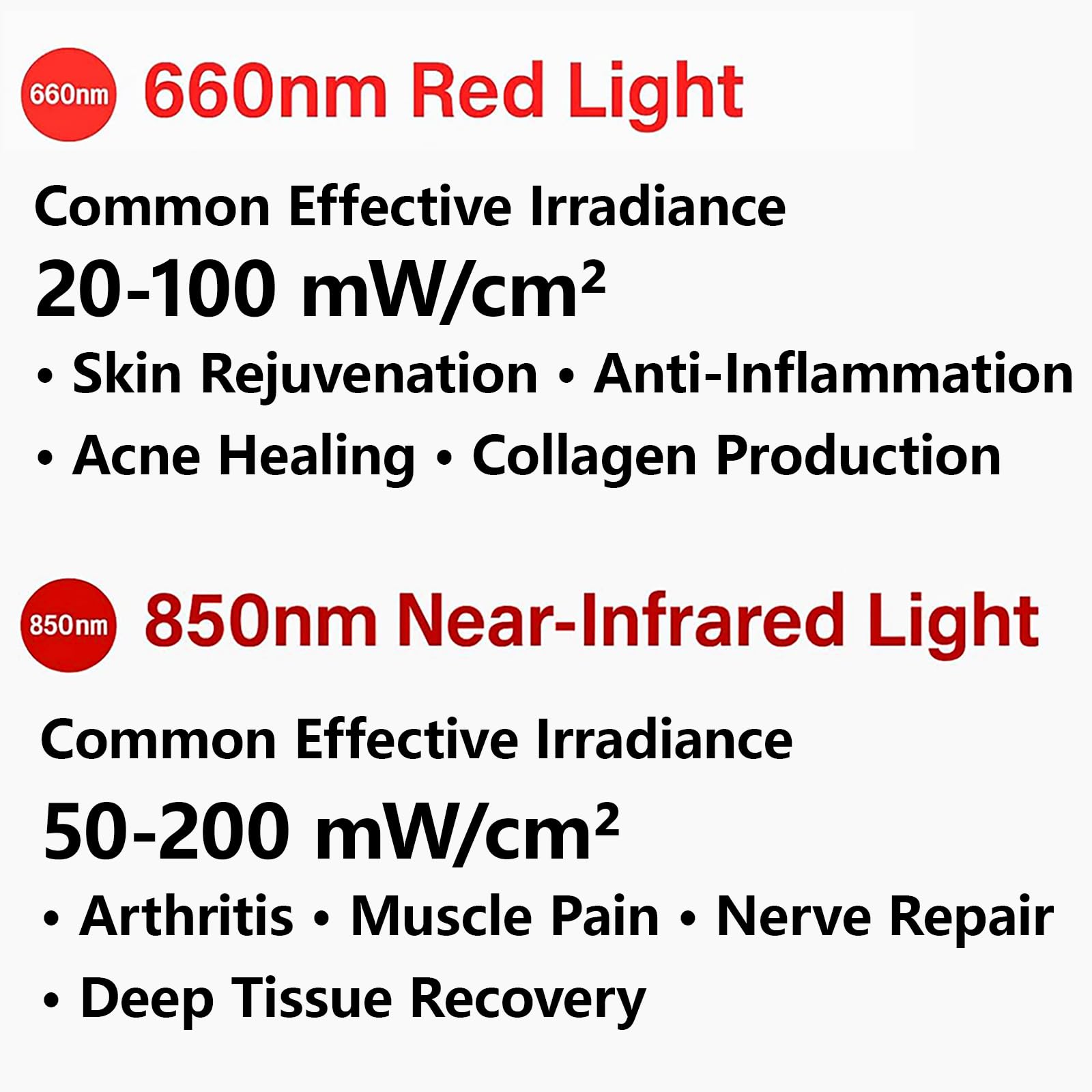 Hochpräzises LED-Phototherapie-Lichtmesser – Misst präzise die Bestrahlungsstärke von 660 nm Rotlicht und 850 nm Nahinfrarot (NIR)