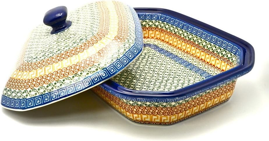 Polish Pottery Baker - Rectangular Covered - Large - Autumn