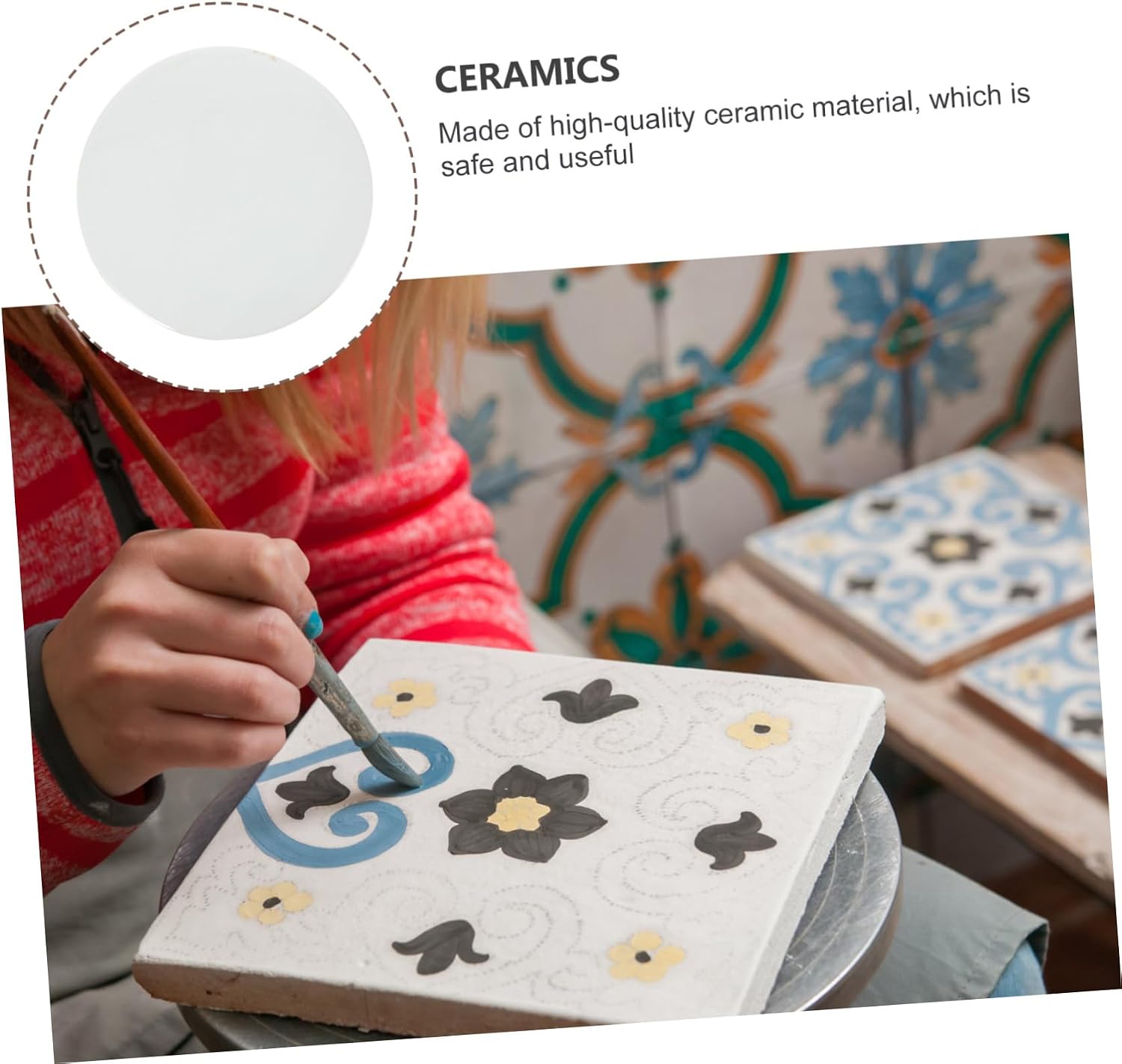 MINAOLULUS DIY Hand Painting Ceramic Plate Unfinished Round Ceramic Chip for Art Projects Suitable for Adults and Boys and Girls for Creative Crafts and Home Decor