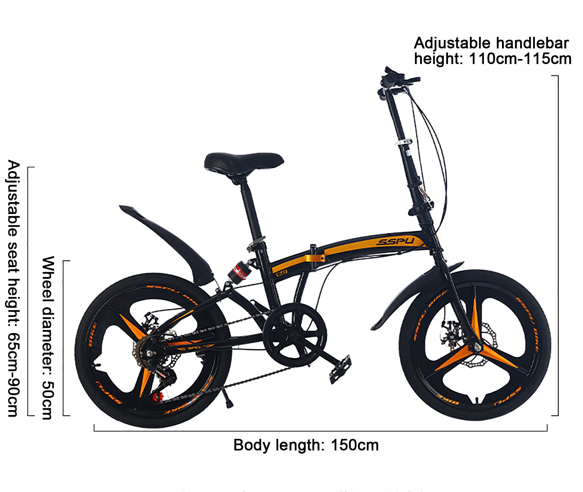 Amazon | 新しい折りたたみ自転車、20インチ高炭素鋼可変速