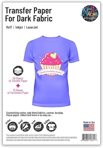 Miniatura 3 de NuFun Activities Papel de transferencia termoadhesivo imprimible por inyección de tinta 11 x 17 (25, telas oscuras)