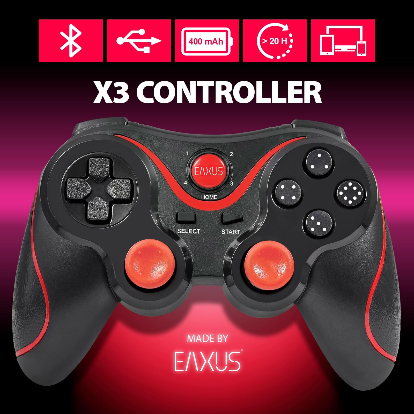 Eaxus® Controller Bluetooth - Gamepad wireless adatto a Fire TV, telefono cellulare, smartphone, tablet, Google TV, VR, Cloud Gaming e Remote Play e PC