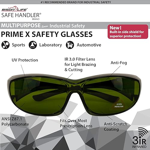 Miniatura 7 de SAFE HANDLER PrimeX Anti-Scratch Anti Fog, Frameless, Adjustable temples, Built-in Side Shields, UV Protection, ANSI Z87.1