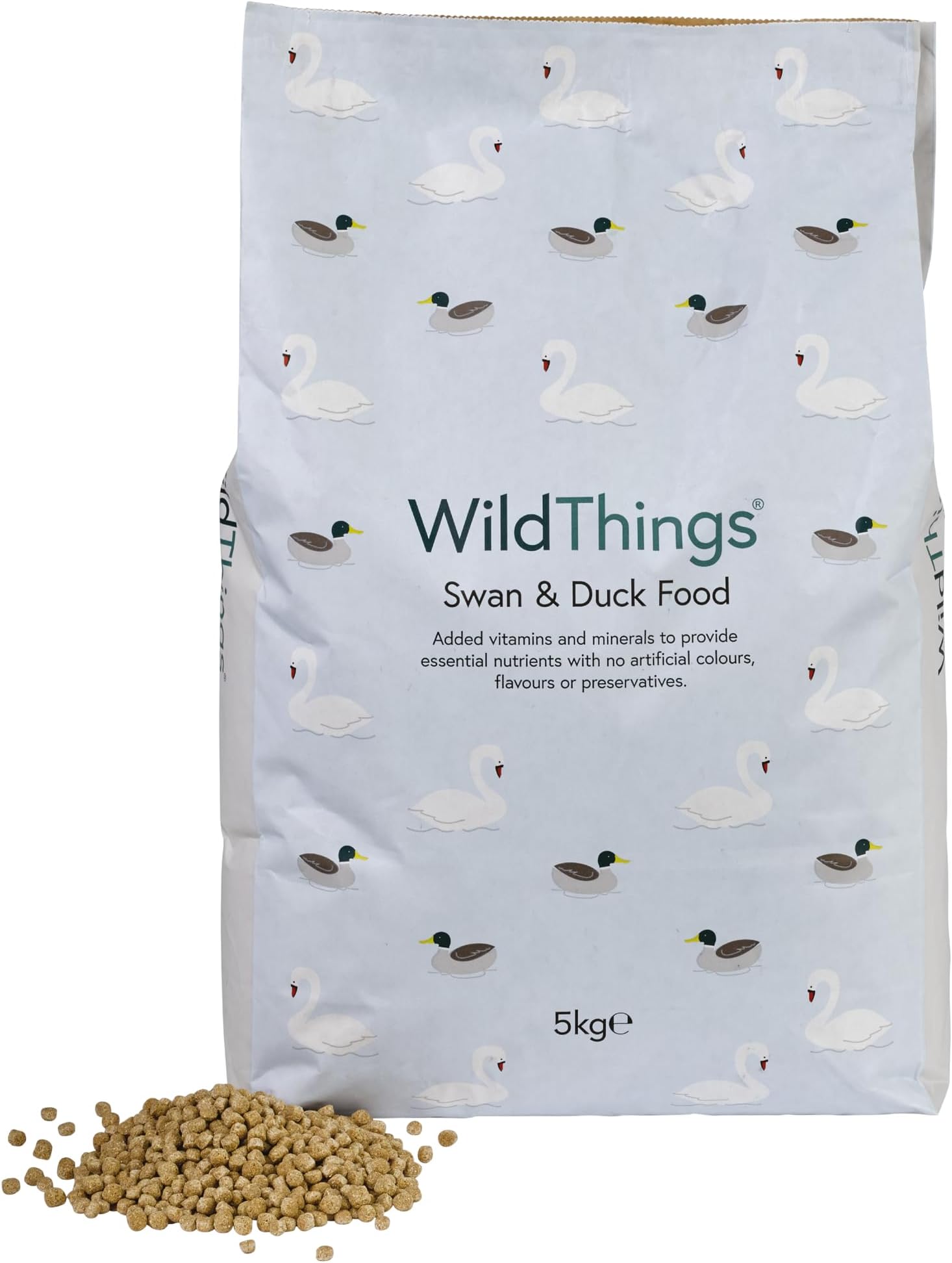 WildThings Floating Swan & Duck Food - With Added Vitamins & Minerals, Tasty & Nutritious Dry Nuggets (5kg)