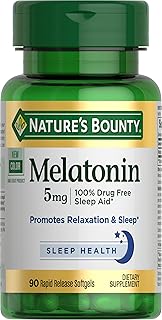Melatonin, 100% Drug Free Sleep Aid, Dietary Supplement, Promotes Relaxation and Sleep Health, 5mg, 90 Softgels (Pack of 1)