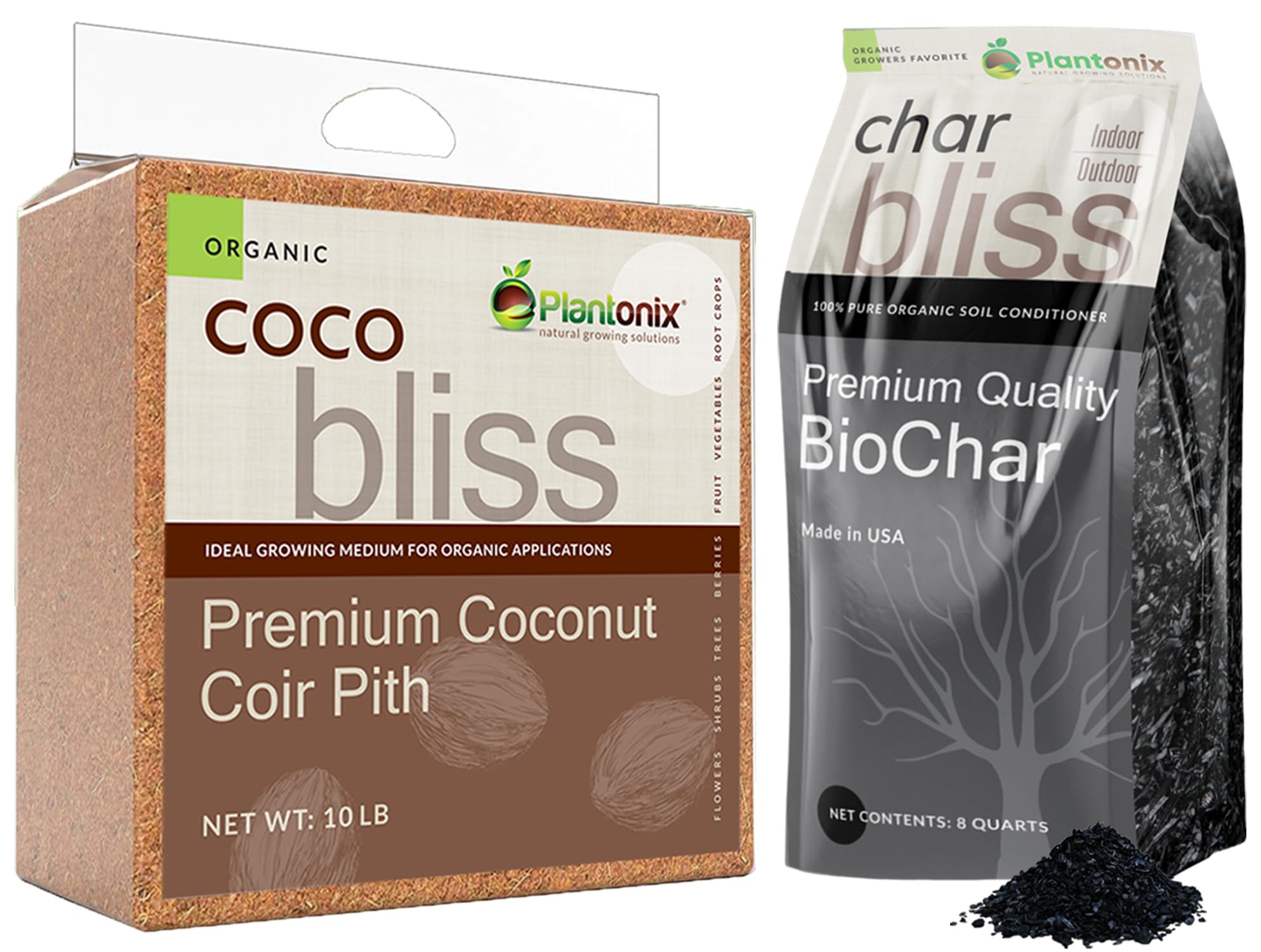 Amazon.com : Coco Bliss (10lbs) + Char Bliss (8 Qts) - Coco Coir