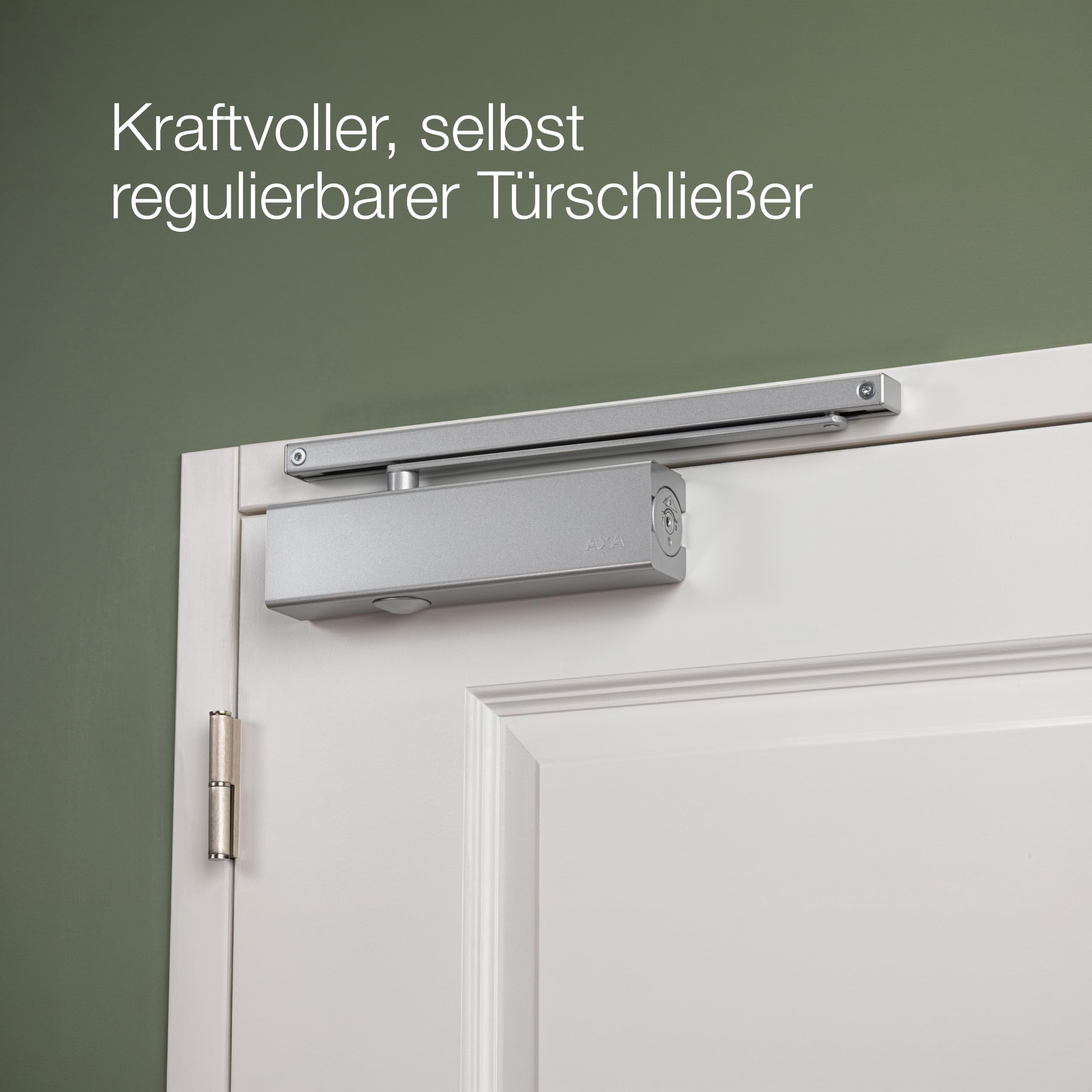 AXA Automatischer Türschließer - 7508 - Türfeder - Bis 60 kg- Einstellbare Schließgeschwindigkeit und Endschlag - Grau