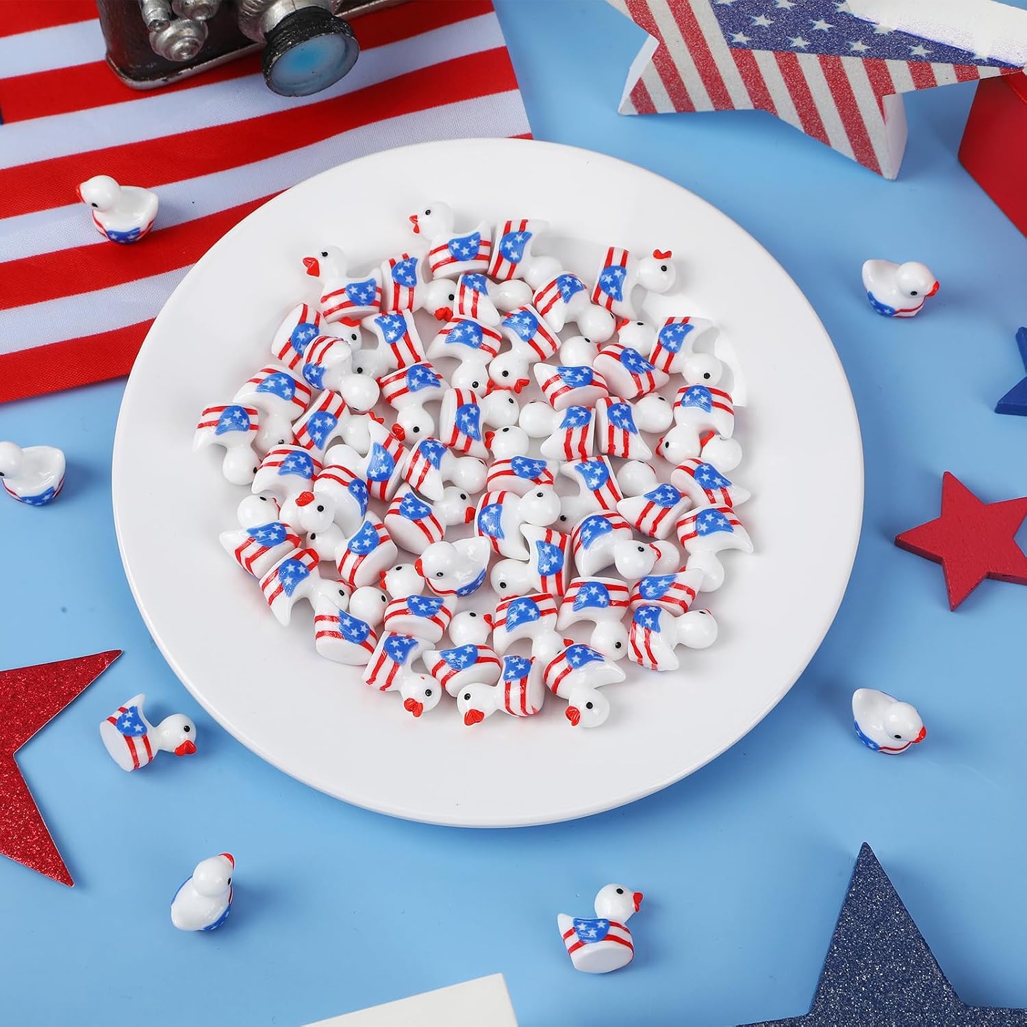 56 Pcs Patriotic Mini Ducks Red White Blue Ducks for 4th of July image 5