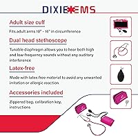 Vista 2 de Dixie EMS Juego de esfigmomanómetro aneroide y estetoscopio de doble cabeza con brazalete de presión arterial de tamaño adulto, llave de calibración