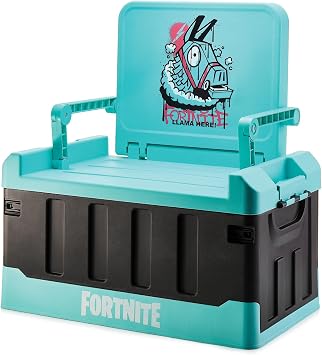 Numskull Fortnite 2-in-1 Toy Storage Box & Folding Chair - Gaming Accessory Organizer with lid and handles for Family Rooms, Official Fortnite Merchandise