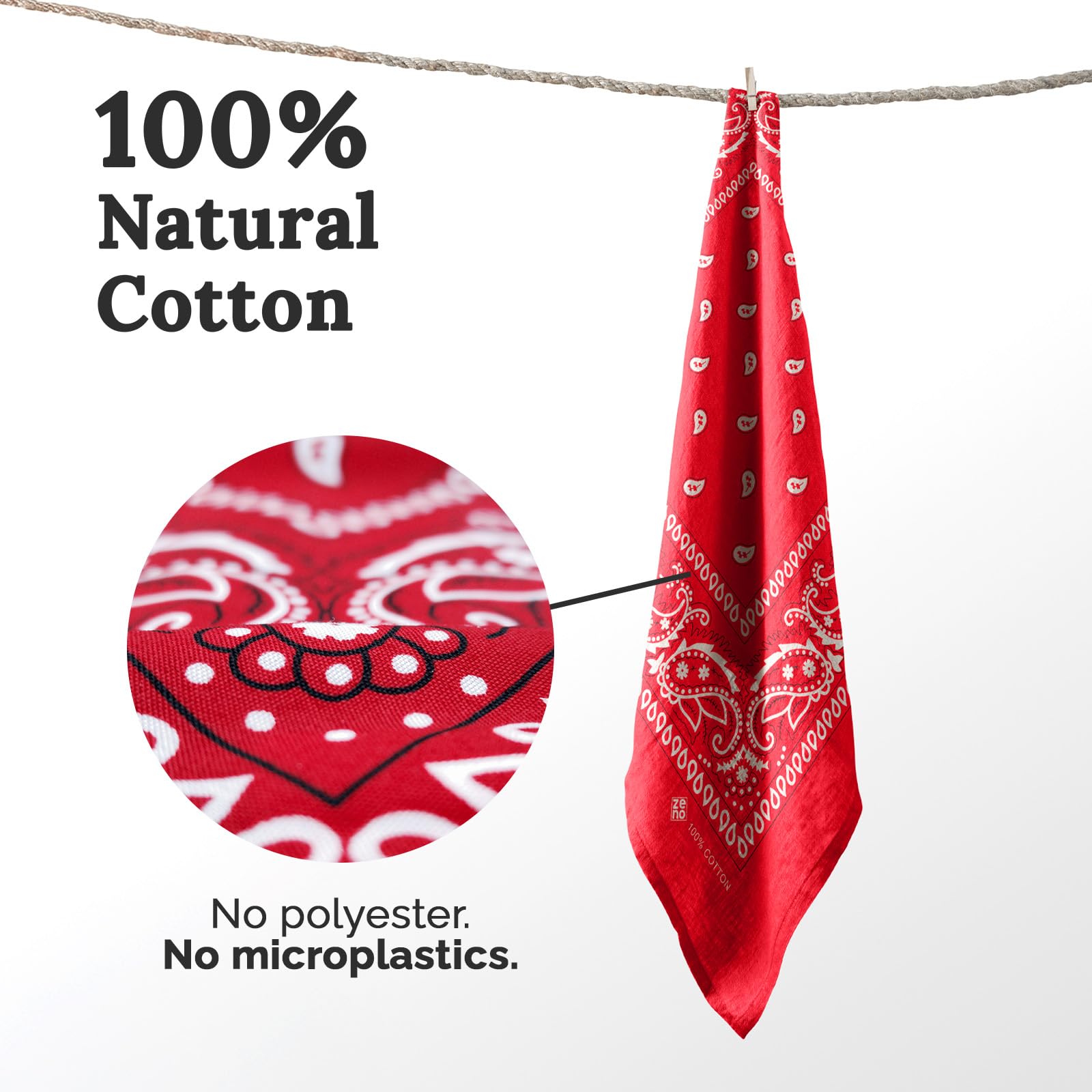 Czarna bandana ZENO - 100% bawełna i włókna naturalne - Czarny szalik niezawierający poliestru - Najwyższa jakość - Miękka, trwała i można prać w pralce - Męska bandana - Uniseks i dzieci - 5 szt.