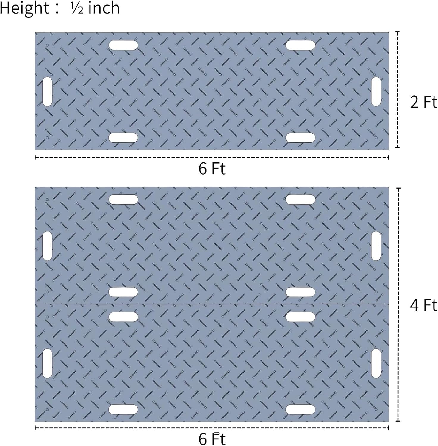 2 Pack 6Ft x 2Ft Ground Protection Mats, Heavy Duty Interlocking Panels with Handles, Reusable Floor Mats for Construction, Lawn, Mud, Gravel & Concrete Surfaces - Image 3