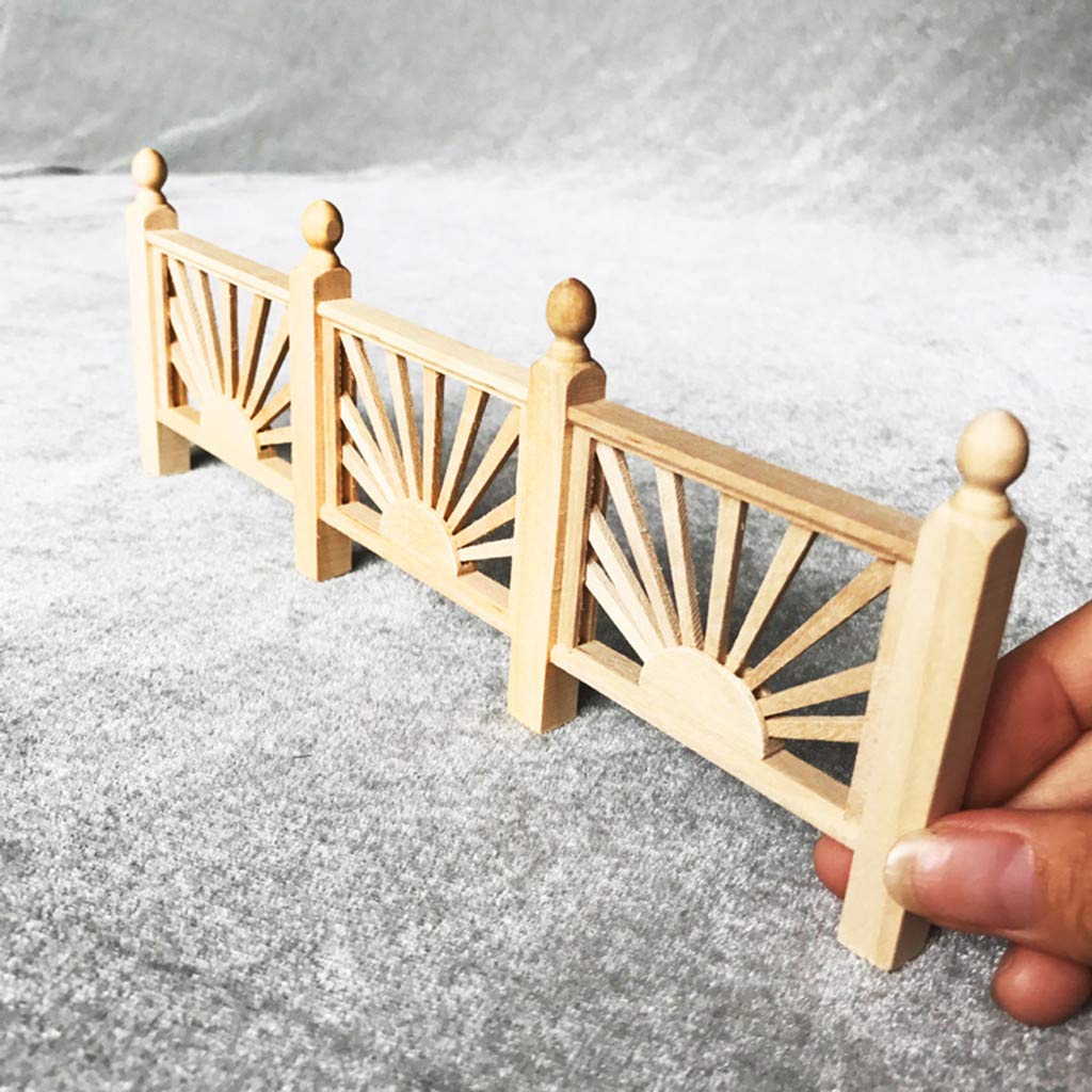 Dollhouse Miniature Fence Handrail - 1:12 Scale Wooden Accessory