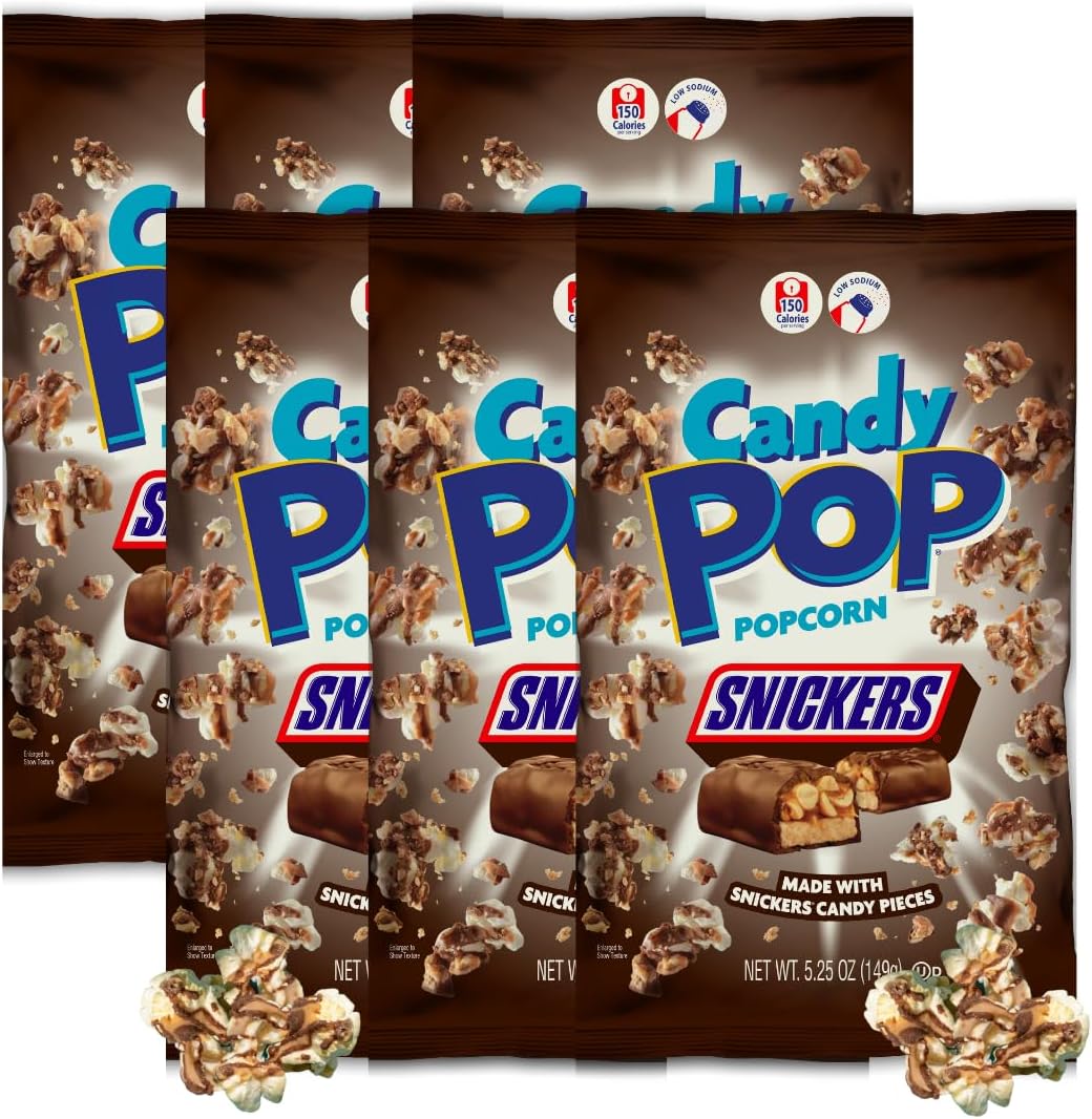 Snickers Candy Coated Popcorn (5.25oz bags, 6-Pack)