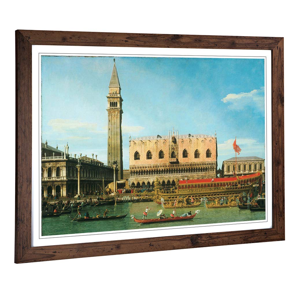Big Box Art Framed Print of Giovanni Canaletto The Bucintoro, Ascension Day Design | Wall Art Picture| Home Decor for Kitchen, Living Room, Bedroom, Hallway, Walnut, A2 / 24.5x18 Inch / 62x45cm