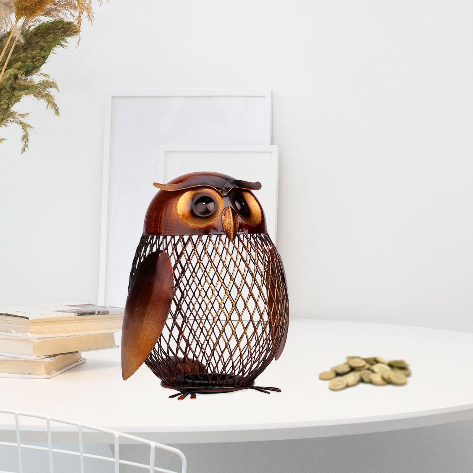 Amazon.co.jp: MERIGLARE 金属フクロウ貯金箱網状貯金箱フクロウの彫刻 