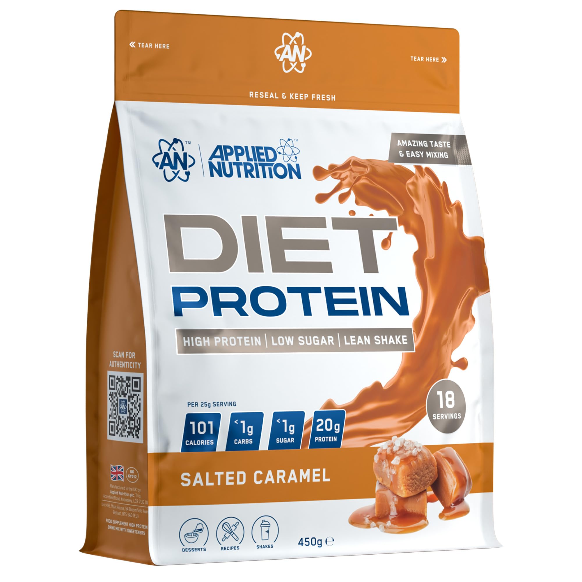 Applied Nutrition Diet Whey - High Protein Powder Supplement, Low Carb &  Sugar, for Weight Management with CLA, L Carnitine, Green Tea (450g