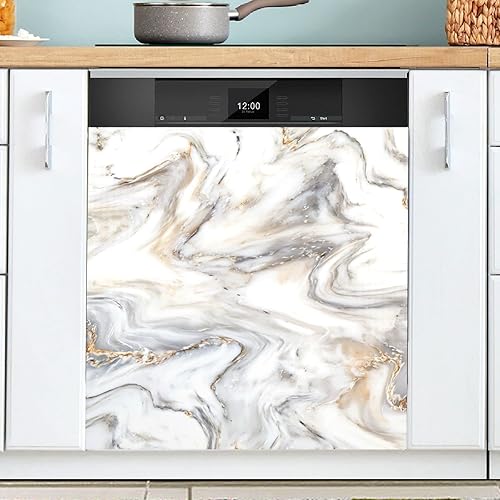 Miniatura 1 de Cubierta magnética de mármol para lavavajillas con imanes para lavavajillas, cubierta decorativa magnética para lavavajillas, cubierta magnética
