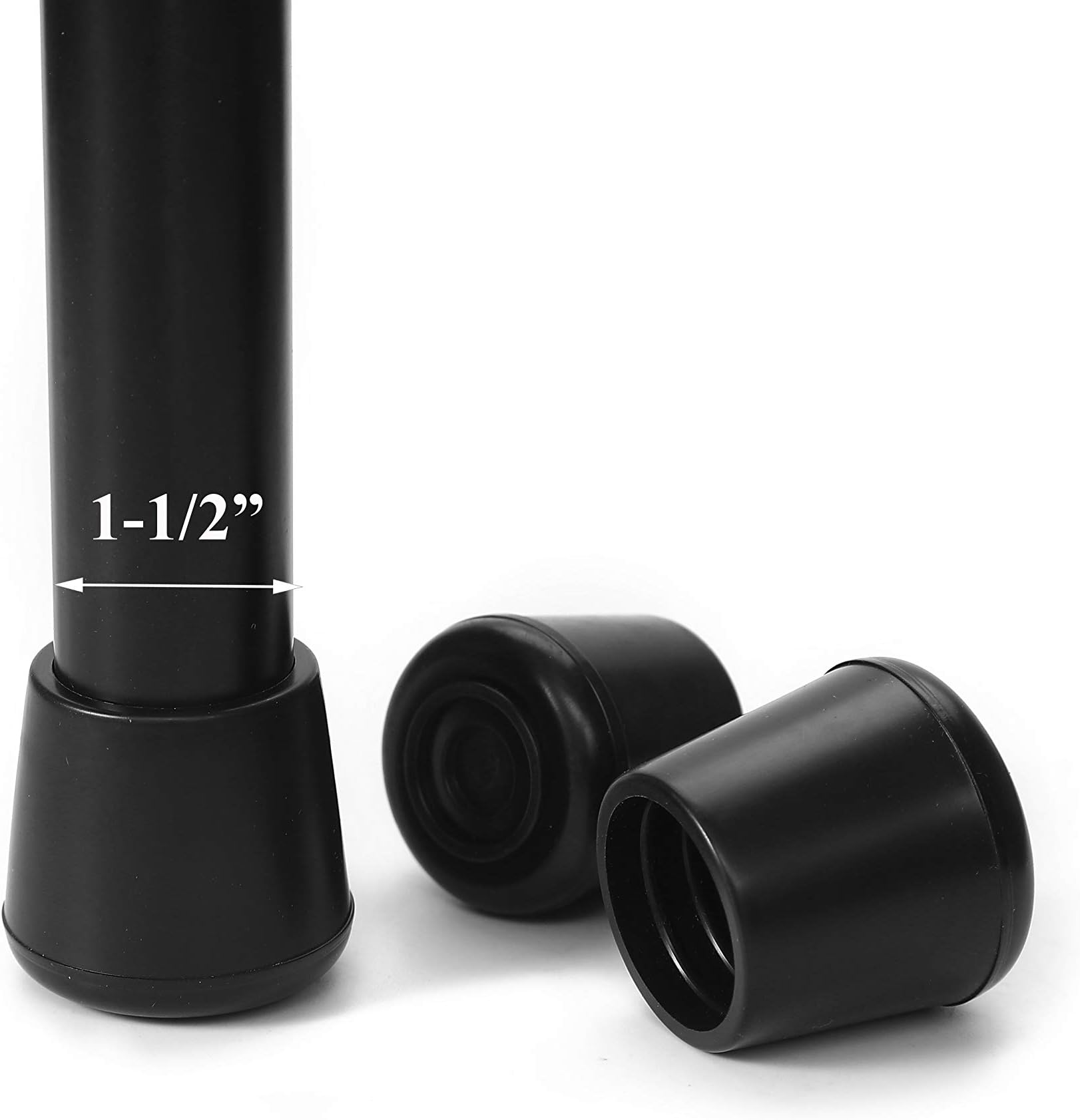 Furnigear Chair Leg Tips Caps Non-Slip Rubber Leg Tips 1-1/2” Inner Diameter Chair Leg Floor Protectors Round Black 4 Pack (Fit Round Diameter 38-39mm)