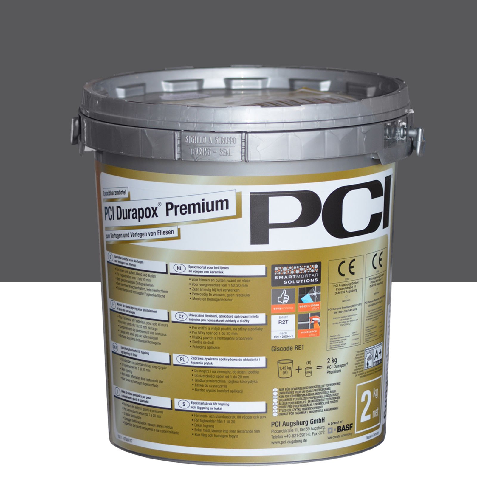 PCI Durapox Premium - Mortero de resina de reacción (cubo de 2 kg), color antracita