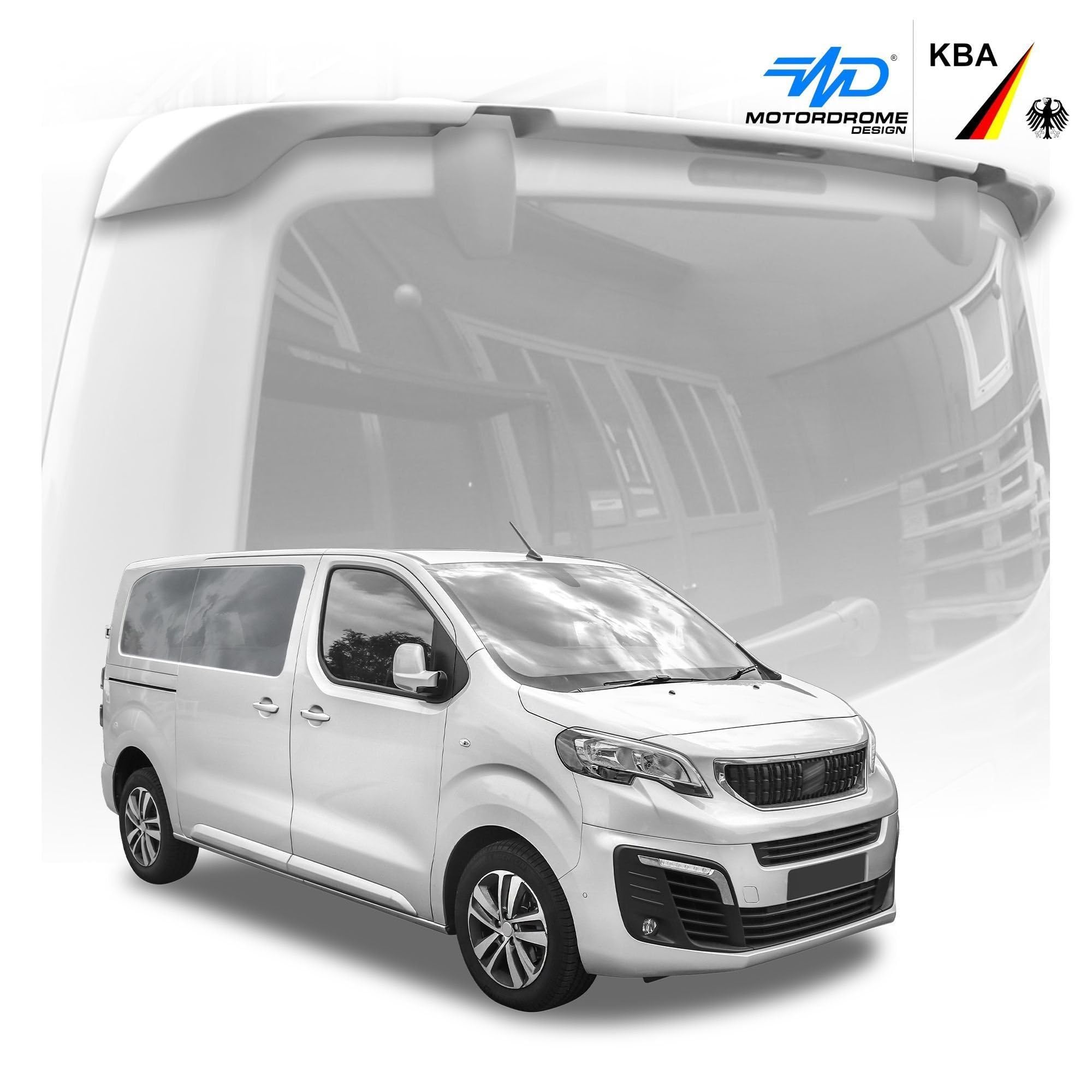 CHROMEMASTER | Becquet de Toit ; Becquet Arrière Compatible avec Peugeot Traveller 2016+ ; Accessoires Auto - Spoiler pour Voiture ; pour la Peinture ; Assemblage : Colle | Tuning Optique Automobile
