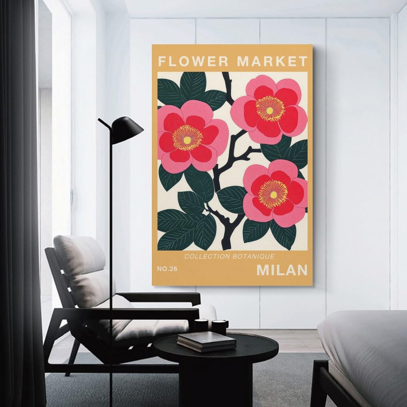 Junmoney Milan Flower Market Print Decorative Canvas Print, 20x30inch(50x75cm), for Gallery Wall Decor And Room Displays, Wall Decor Suited to Curated Displays
