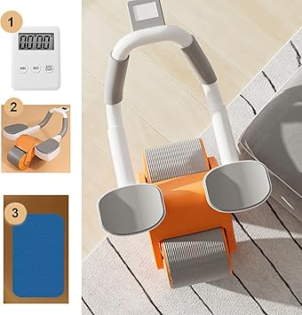 Zorzel New Automatic Rebound Ab Abdominal Exercise Roller with Elbow Support and Timer, Automatic Rebound Abdominal Wheel Perfect Core Exercise Equipment for Home Workouts Gym Fitness