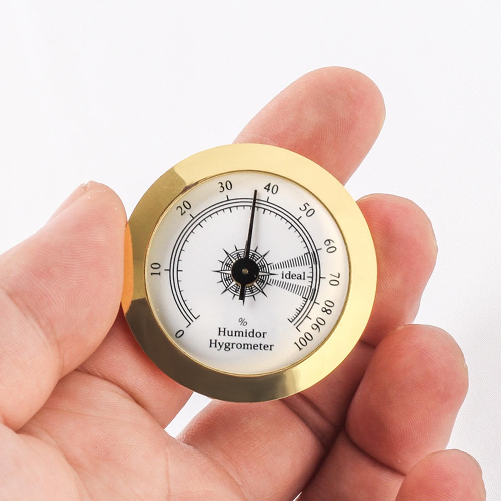 Humidor Hygromètre rond,Hygromètre rond doré pour cave à cigares | Cigares testeur d'humidité combinaison mécanique de haute précision pour caves à cigares guitare violon boîte à cigares