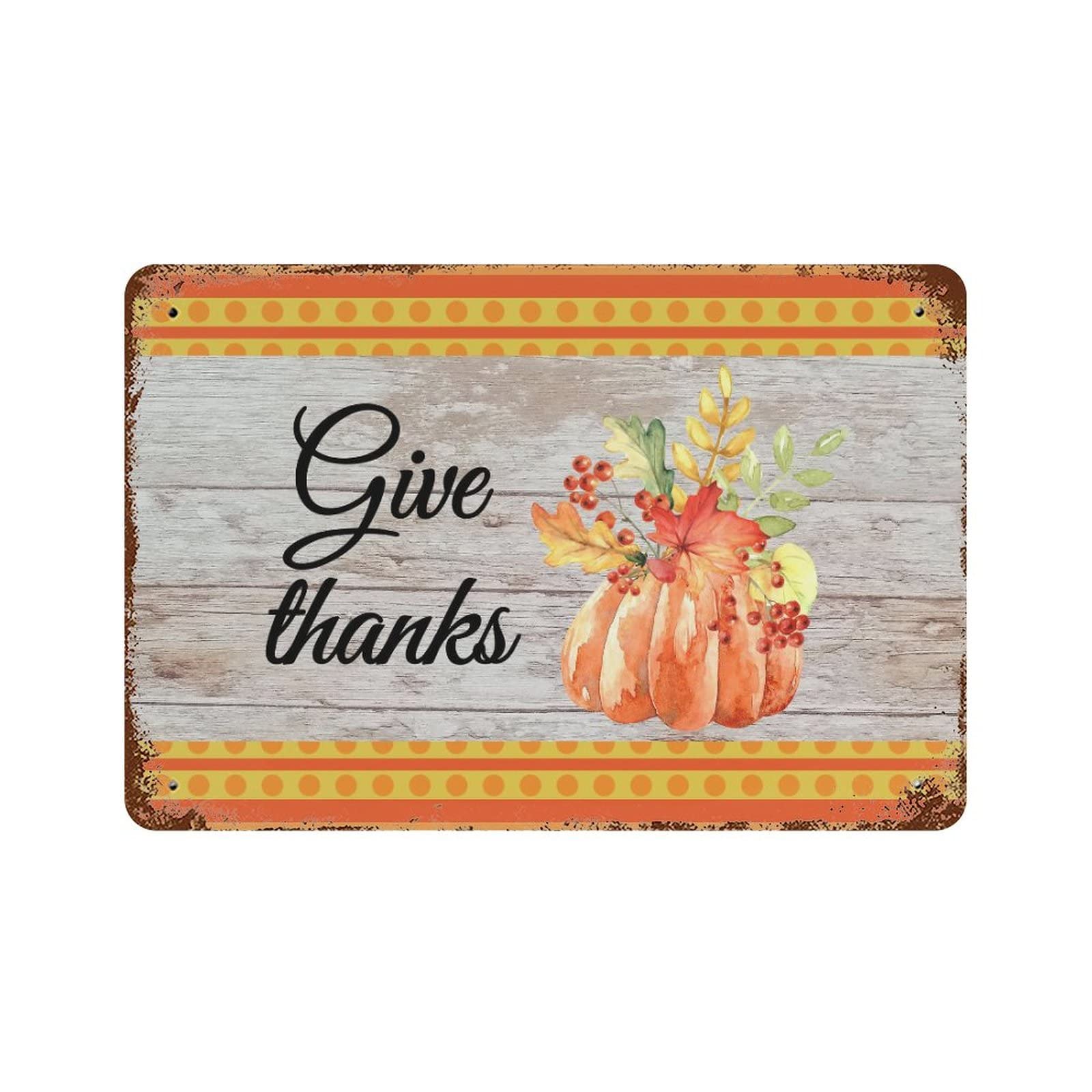 Panneau de signalisation en aluminium Thanksgiving Day 30x45 cm pour maison